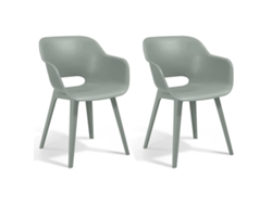 Conjunto 2 Silla de exterior KETER Verde Plástico (56x57x80 cm)