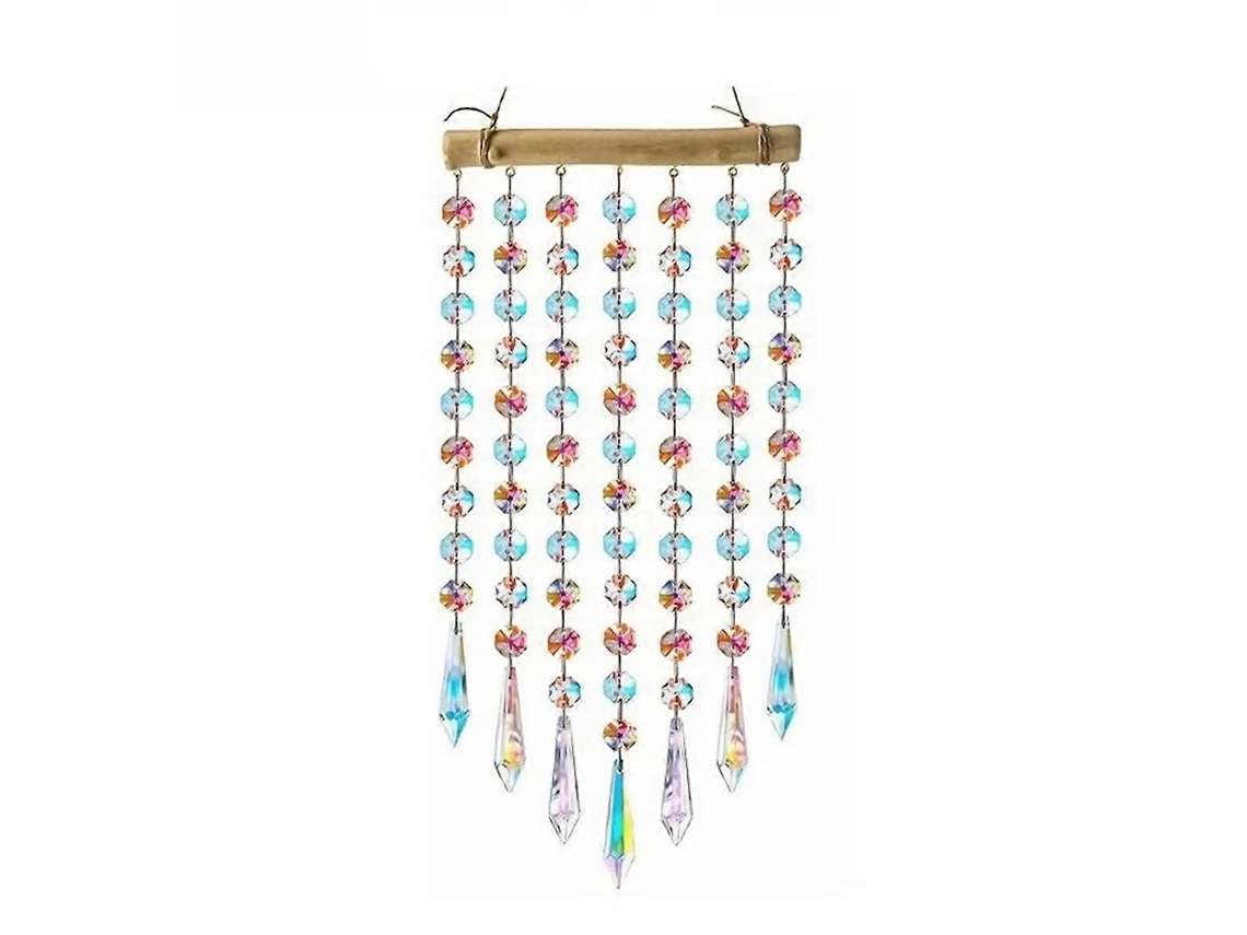 Atrapasol con cristales prismáticos, campanilla de viento de cristal brillante, creador de arcoíris, hogar