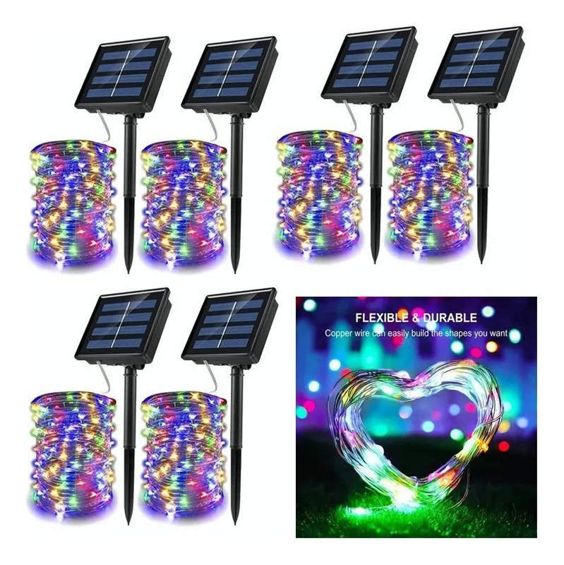 Nueva cadena de luces solares para decoración navideña, 6 x 20 m, Vayotoy