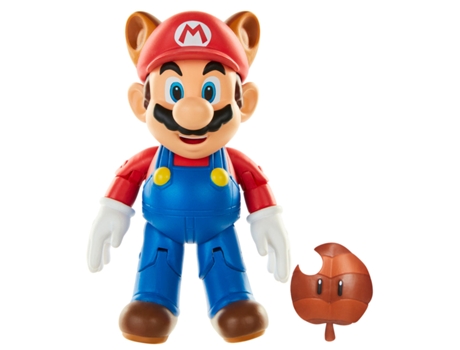 Super Mario Figura 10cm Mario Mapache con Super Hoja