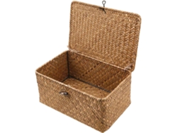Cesta De Mimbre Con Tapa Cuadrada - Cesta De Cosméticos Para Baño/sala De Estar/cocina