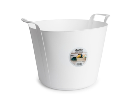 PLASTIKEN Nature - Capazo Flexible de 42L Multiusos Redondo con Asas Blanco