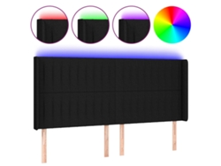 Cabecero con luces LED, tela negra, MAISON EXCLUSIVE (203x16x118 cm)
