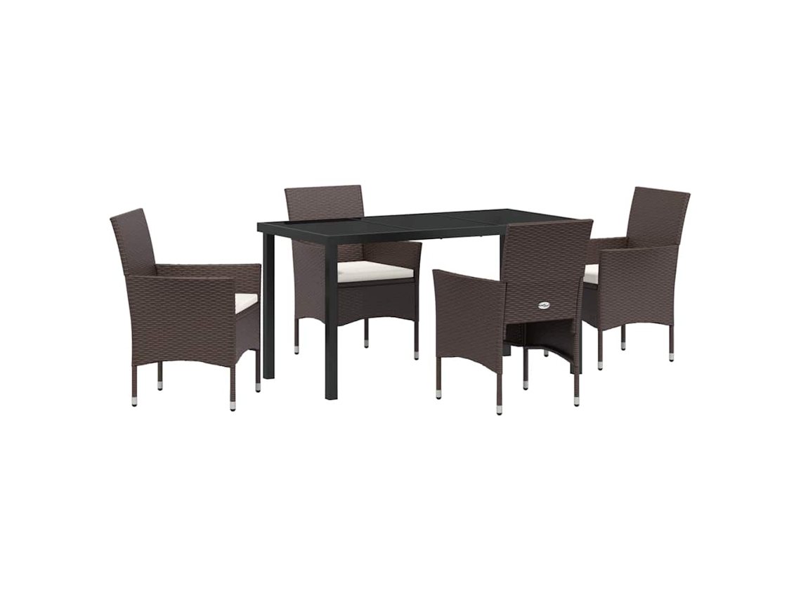 Maison Exclusive - Conjunto De Comedor De Jardín 5 Pcs Marrón Ratán Sintético