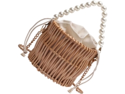 Bolso De Hombro Ciieeo De Mimbre Tejido Con Cuentas Para Mujer, Bolso De Playa De Verano Color Caqui, Para Llevar En La Mano Y