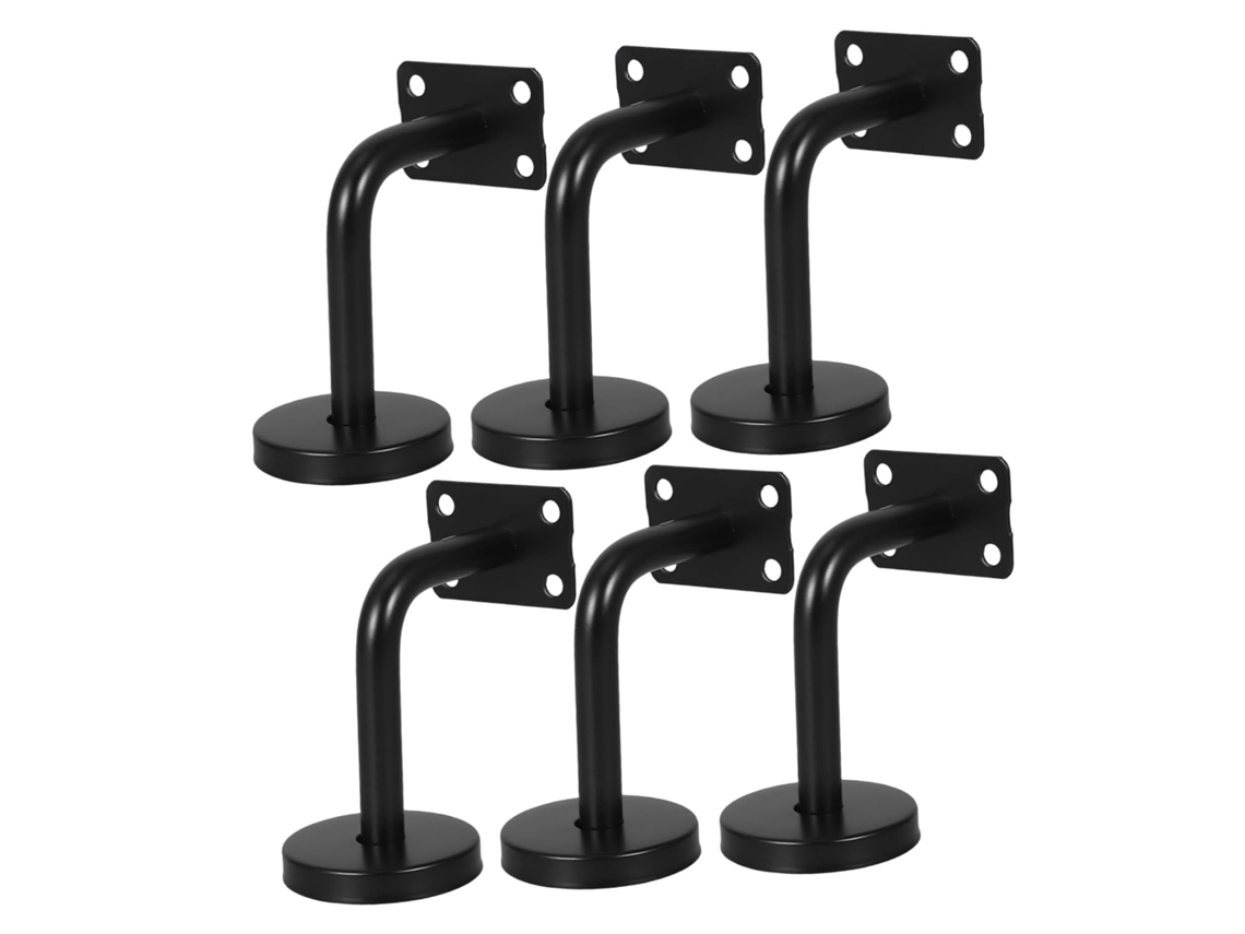 Juego de 6 soportes de acero inoxidable para barandilla de escalera en color negro, prácticos y cómodos. SFUSHOS