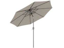 Sombrilla de jardín Ø295x250 cm con mástil inclinable y manivela, de metal gris claro.