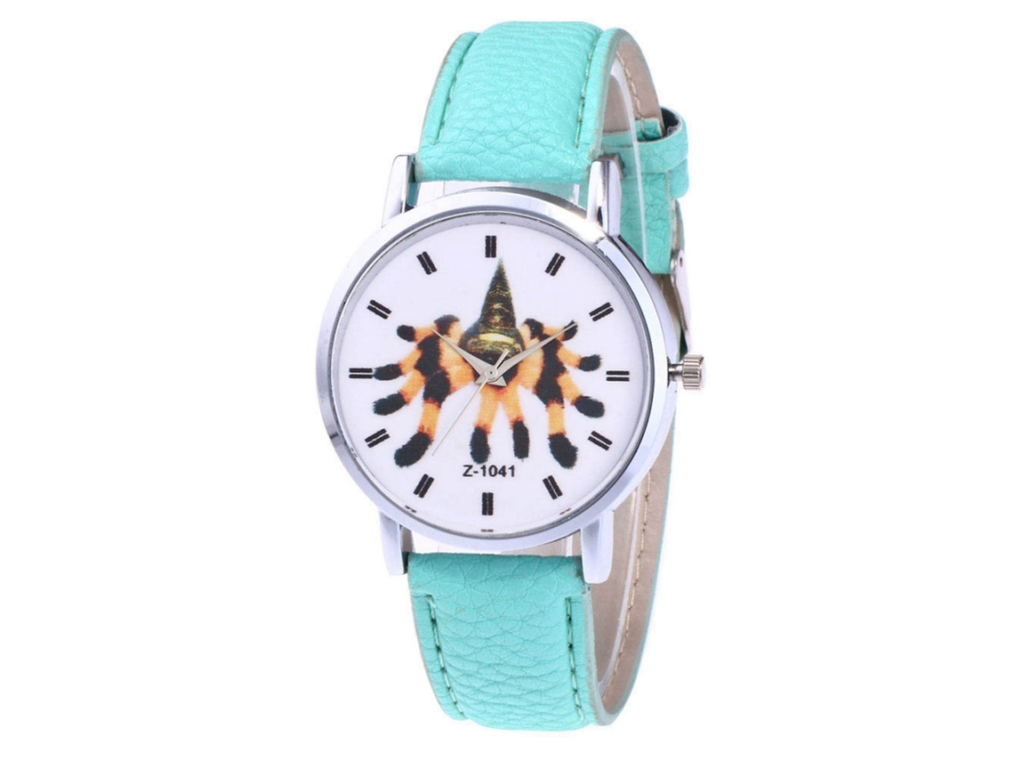 Reloj De Pulsera Zhoulianfa Para Mujer, Estilo Estudiante, Estampado De Araña, Piel Sintética, Cuarzo Menta.