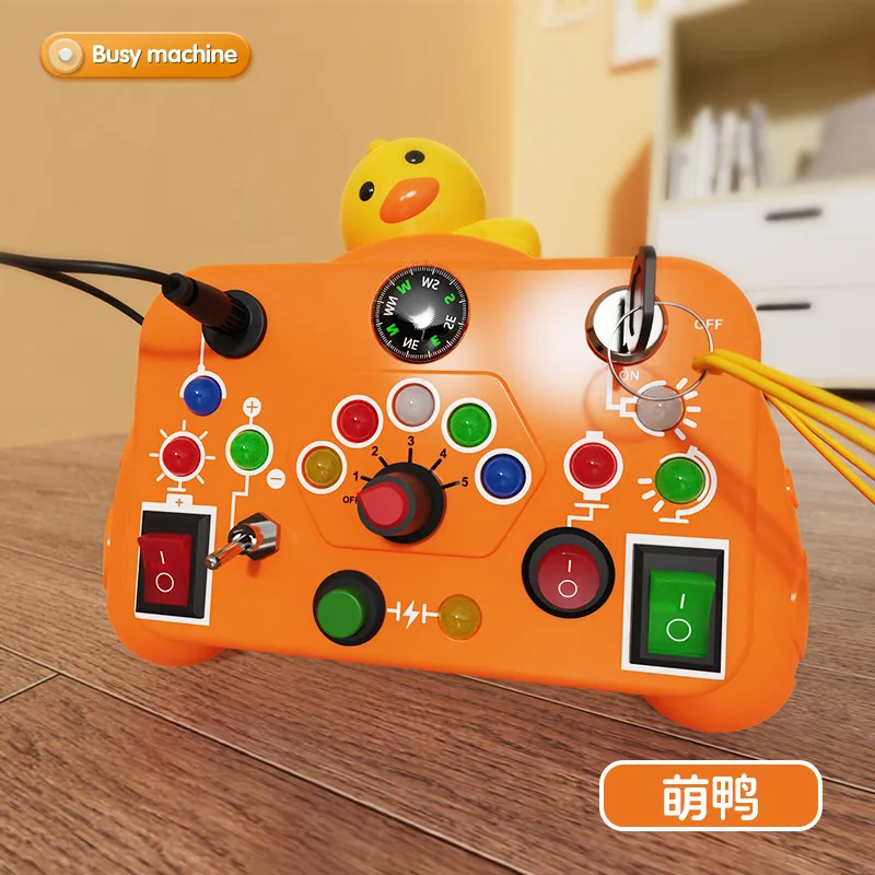(naranja) Tablero De Actividades Con Luces Led, Tablero De Actividades Para Niños Pequeños Con Interruptor
