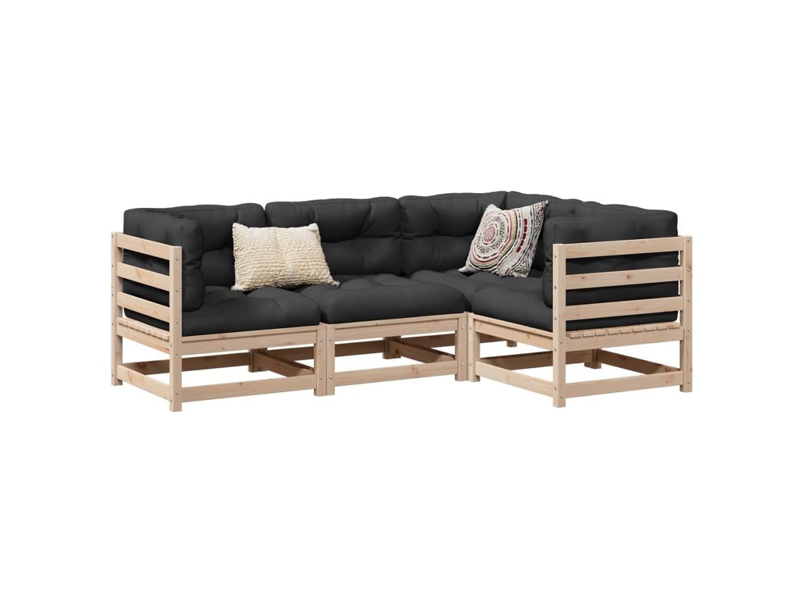 Conjunto de 4 piezas de sofás de Jardim Madeira De Pinho Maciça Dkd Home Decor