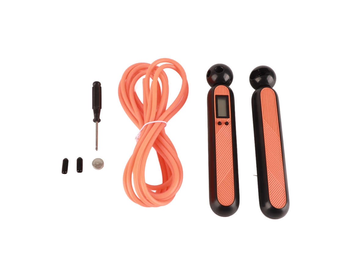 Cuerda para saltar digital Kklv con contador para fitness y tonificación corporal, cuerda larga naranja.