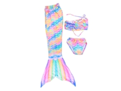 Conjunto De Bikini Para Niña Con Traje De Baño De Cola De Pez, 3 Piezas, 120 Cm