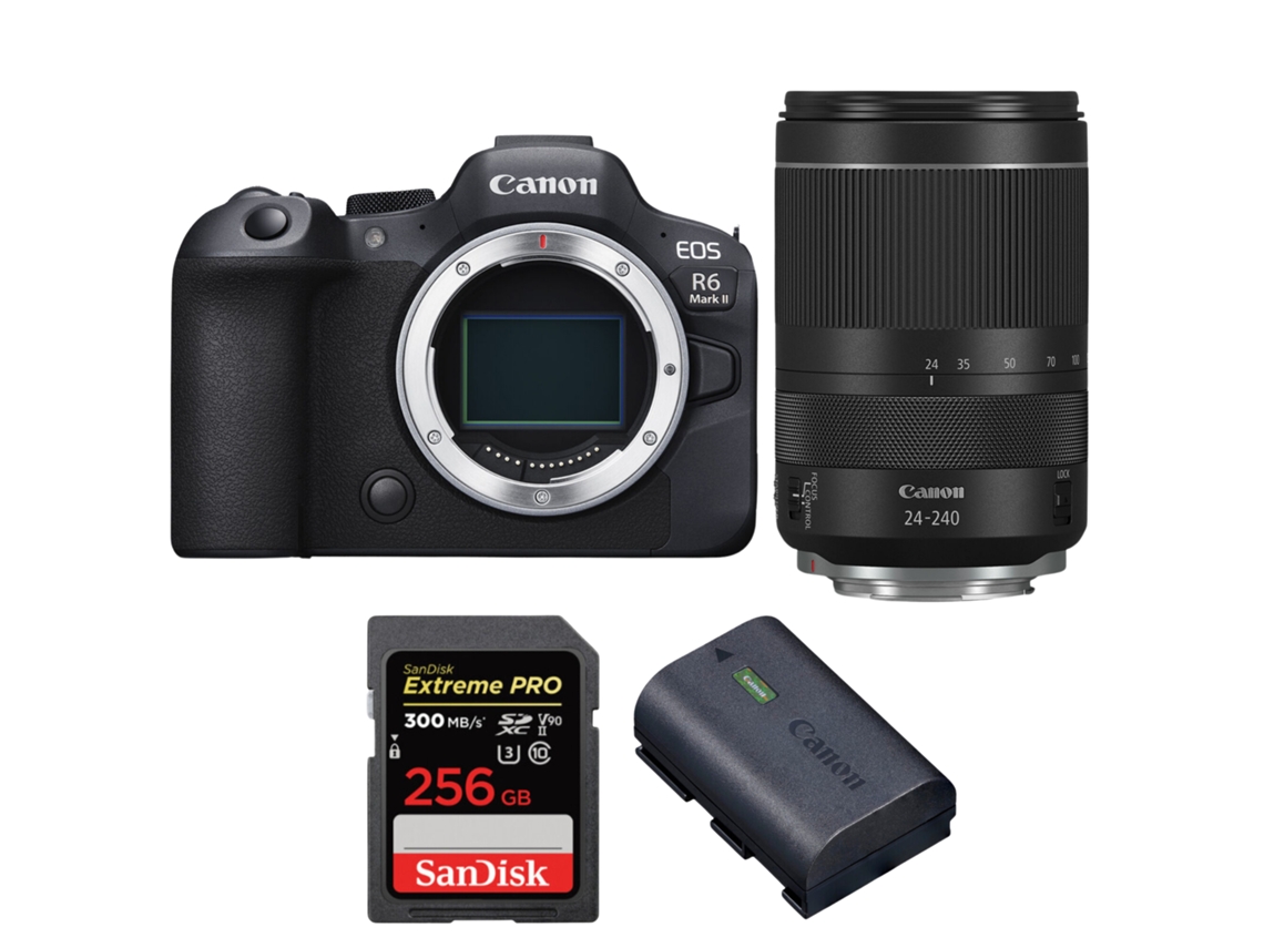 Canon Eos R6 Mark Ii + Rf 24-240mm F/4-6.3 Is Usm + 1 Sandisk 256gb Uhs-ii 300mb/s + 1 Canon Lp-e6nh + Ebook “20 Consejos Para Fotos Que Impactan”