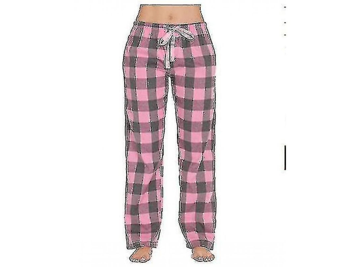 Pantalones De Pijama De Cuadros Para Mujer Con Bolsillos, Pijamas Cómodos De Algodón 100% Para Dormir Y Relax S Rosa