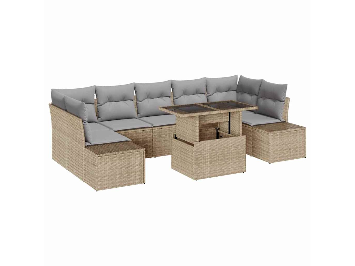 Maison Exclusive - Conjunto de sofás de jardín de 8 piezas en beige y gris claro