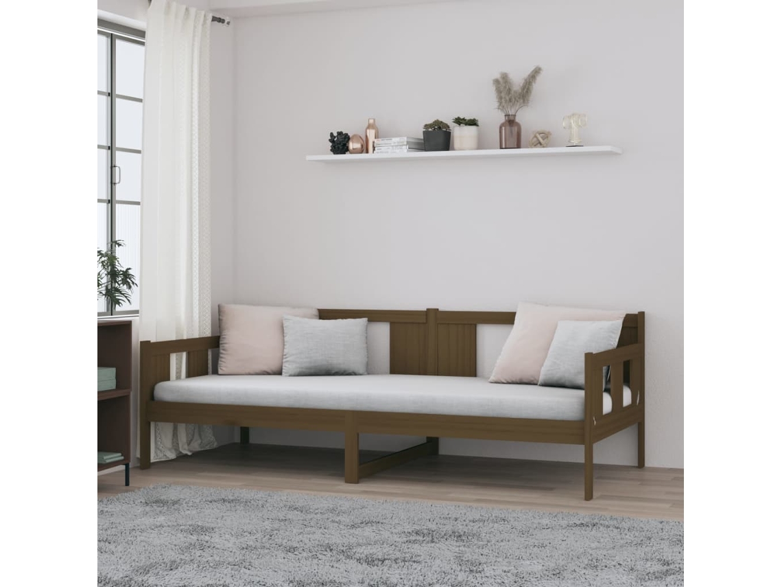 Sofá Cama De Madera Maciza De Pino Marrón Miel 90x190 Cm