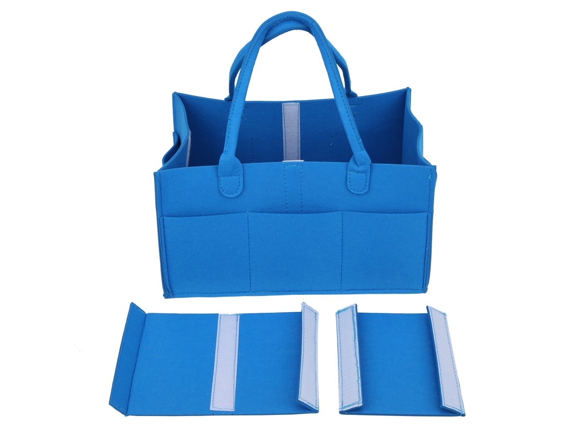 Organizador De Pañales Para Bebé Con Múltiples Compartimentos, Bolso De Fieltro Azul Para Madres.