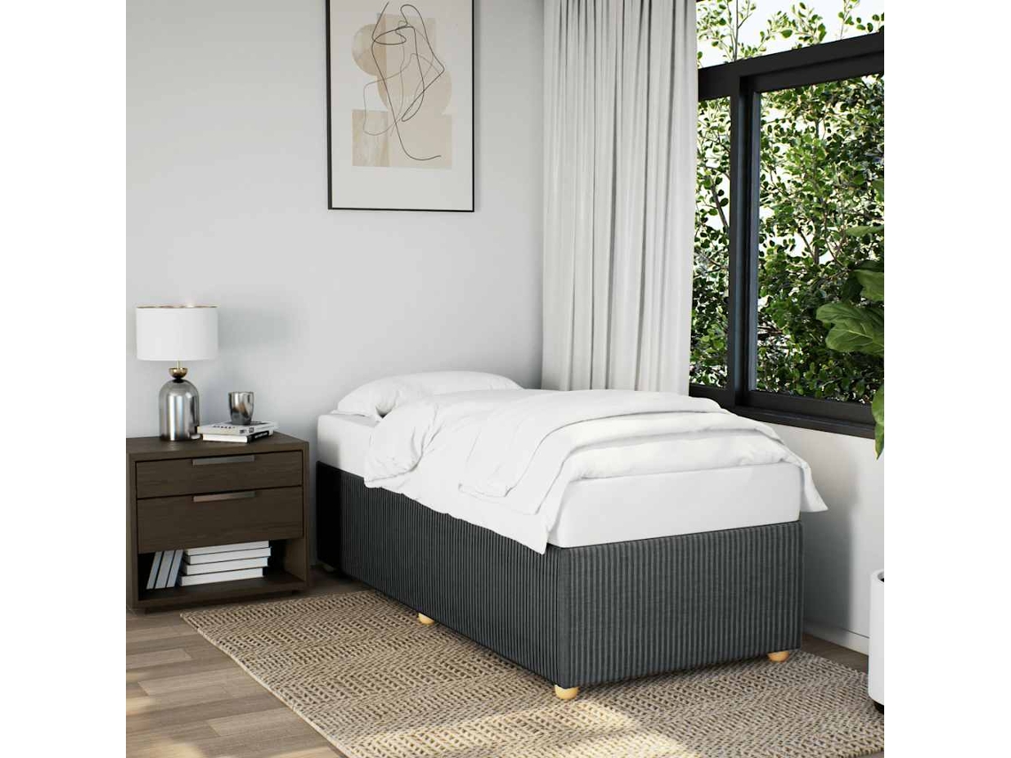 Estructura De Cama Sin Colchón Tela Gris Oscuro 90x190 Cm