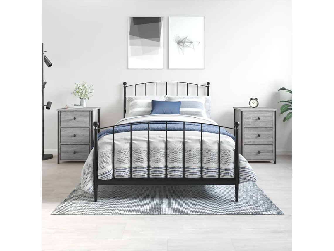 Mesitas de Noche 2 Pzs Derivados de Madera Gris Sonoma