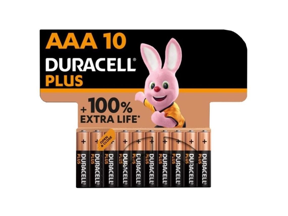 BATERIA DURACELL PLUS POWER 100 ALCALINA AAA LR03 10 UNIDADE