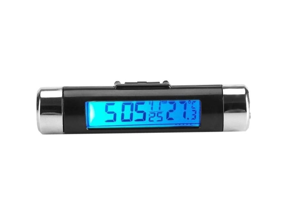 Termómetro Reloj Automóvil 2 En 1 Digital Lcd Con Retroiluminación Clip Para Coche Cocina 8.6x2cm 2025