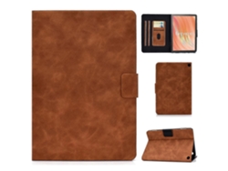 Funda para tableta A5 con ranura para tarjetas y textura de cuero sintético para Amazon Fire HD 10 (Marrón Chennnls, 2023)