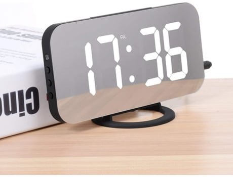 ELKUAIE Reloj Despertador Digital, Reloj Despertador LED Mañana Reloj Espejo Digital Reloj Despertador de Cabecera, Luz Nocturna, Brillo Ajustable ...