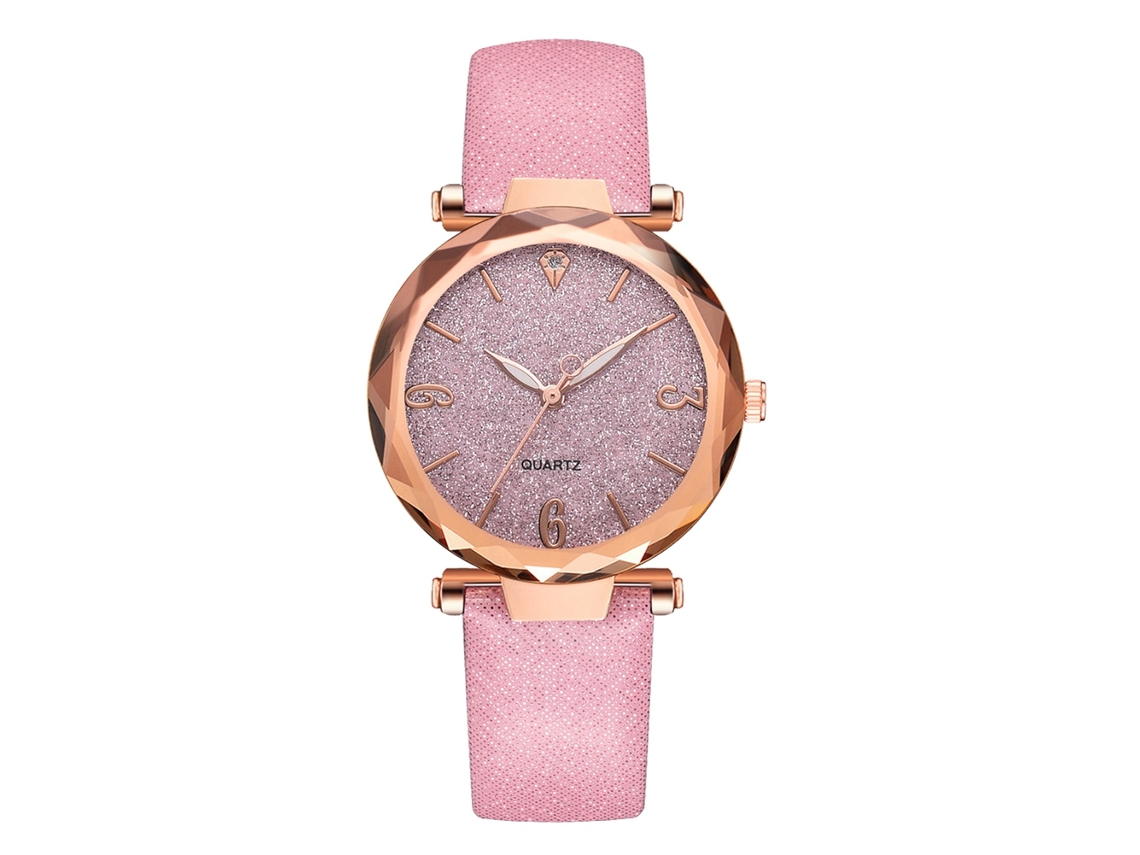 Reloj De Pulsera Moderno De Cuarzo Para Mujer Con Correa De Poliuretano Y Caja De Oro Rosa.