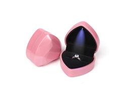 Caja De Anillos Con Forma De Corazón, Interior De Terciopelo Y Luz Led Azul Para Propósito Y Compromiso Rosa