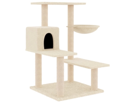 Rascador para gatos con postes de sisal color crema 82.5 cm VIDAXL