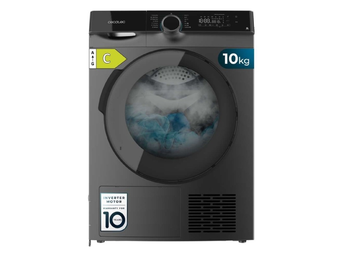 Cecotec Secadora De Ropa Bomba De Calor 10 Kg Bolero Dresscode Dry 10505 Inverter Steel, Clase Equivalente A+++, 14 Programas