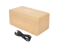 Reloj De Madera Con Alarma Led, Control Por Voz, Carga Inalámbrica Y Termómetro.