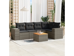 Conjunto de sofá de jardín de 6 piezas con cojines de mimbre gris, Dkd Home Decor