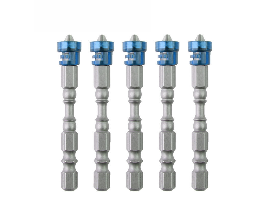 Juego De 5 Puntas De Destornillador Phillips Magnéticas, Acero S2, Con Mango Hexagonal Azul.