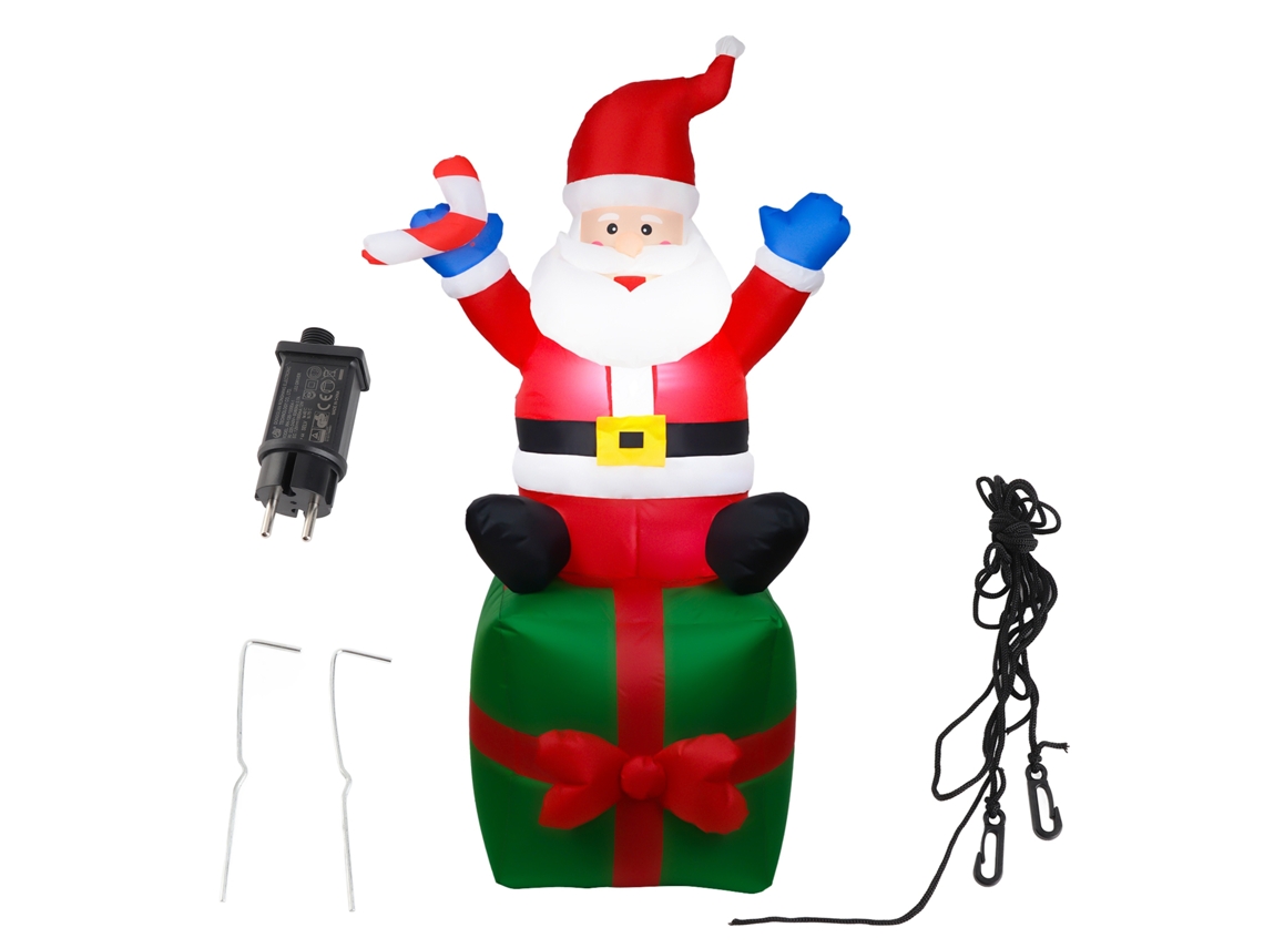 Muñeco inflable de Papá Noel, resistente al agua, con luces LED