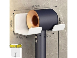 Soporte para secador de pelo, estante eléctrico de baño sin perforaciones, almacenamiento multifuncional GOKOCO