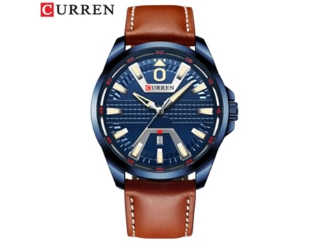 Relojes para Hombres Reloj de Moda para Hombres Calendario de Cuarzo con Correa de Cuero Genuino Relojes de Pulsera-Concha Azul Azul LUUCOZK