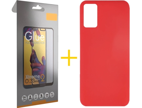Funda y Protector de Vidrio Full 1x Samsung Galaxy A41 SKYHE Silicona Líquida Rojo