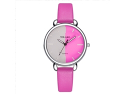 Reloj De Pulsera Vansvar Para Mujer Con Diseño Floral Y Correa De Poliuretano, Cuarzo Rosa.