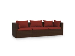 Sofá de 3 plazas VIDAXL Marrón Poli Ratán (70x70x60.5 cm)