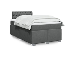 Cama Box Spring Con Colchón Tela Gris Oscuro 120x190 Cm