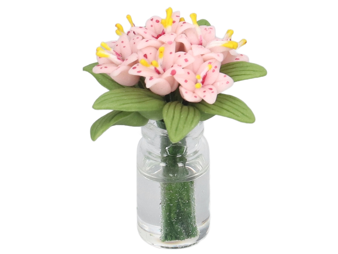 Miniatura De Lirio Rosa Para Decoración De Casas De Muñecas, Escala 1:12.