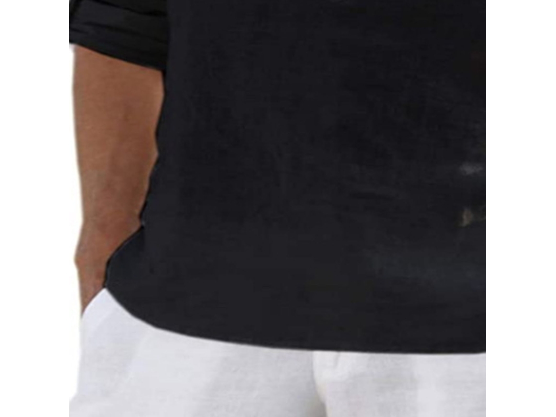 Camisa Casual Para Hombre, Cuello Alto, Manga Larga, Negra, Ligera, Transpirable, Talla 5xl