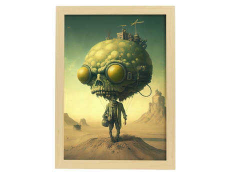 NACNIC Poster Calavera En Estilo Surrealismo Cinematográfico Ilustraciones Y Grabados De Historieta Abstracta Y Artística A4 Marcos Madera