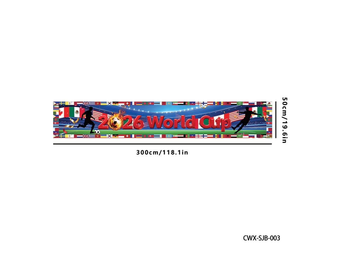 Bandera del Mundial 2026, con diseño resistente al viento, ideal para eventos deportivos, fiestas y uso diario, 300 x 50 cm STELASPLEN