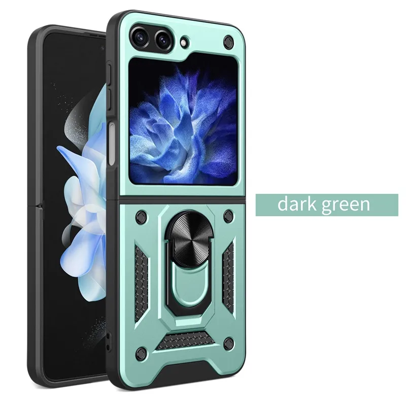 (verde, Galaxy Z Flip7) Funda Protectora A Prueba De Golpes Con Soporte De Anillo Y Agarre Antideslizante.