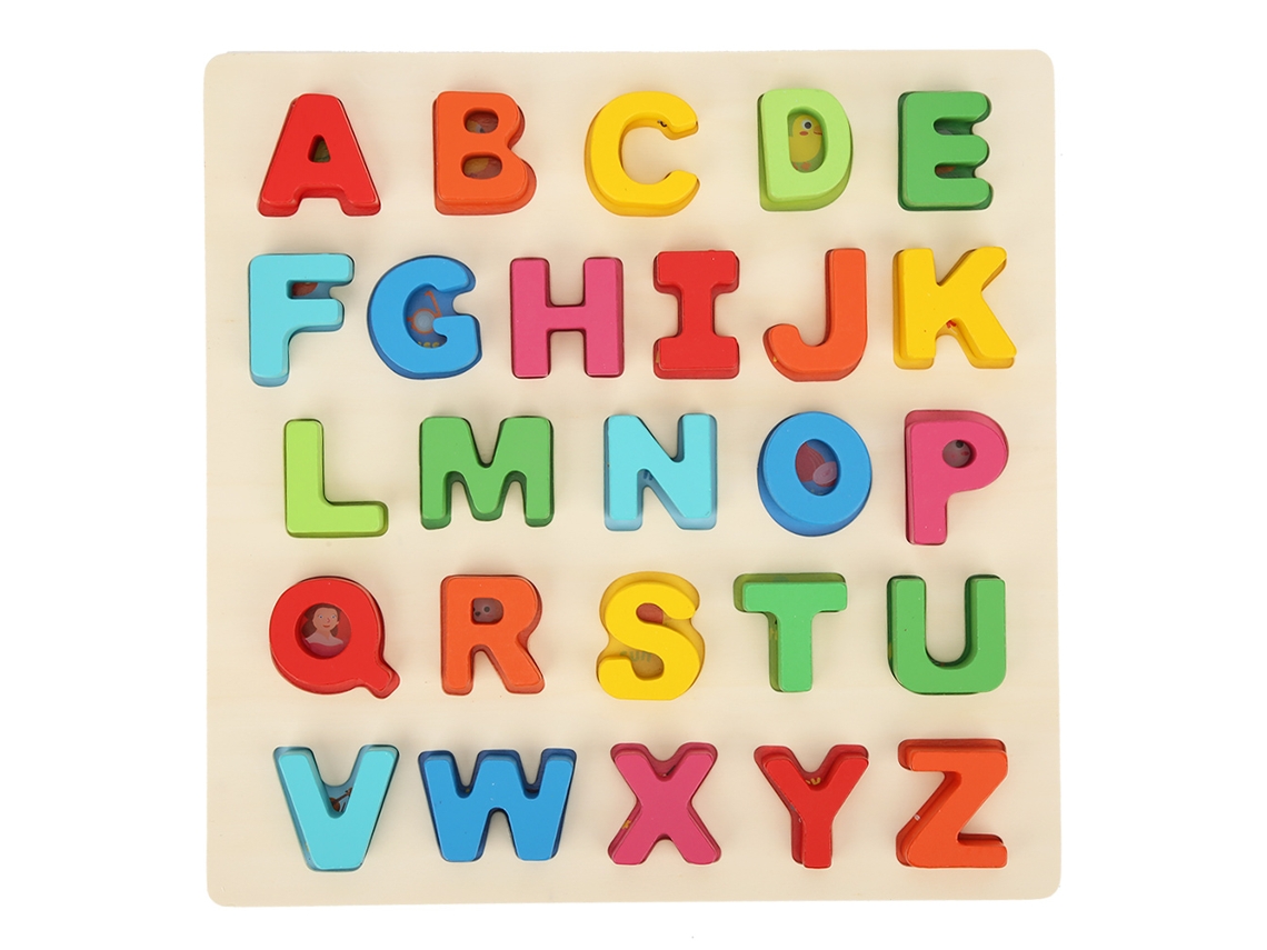 Quebra-cabeça De Letras Maiúsculas Em Madeira Brinquedo Educativo Para Crianças Acima De 2 Anos