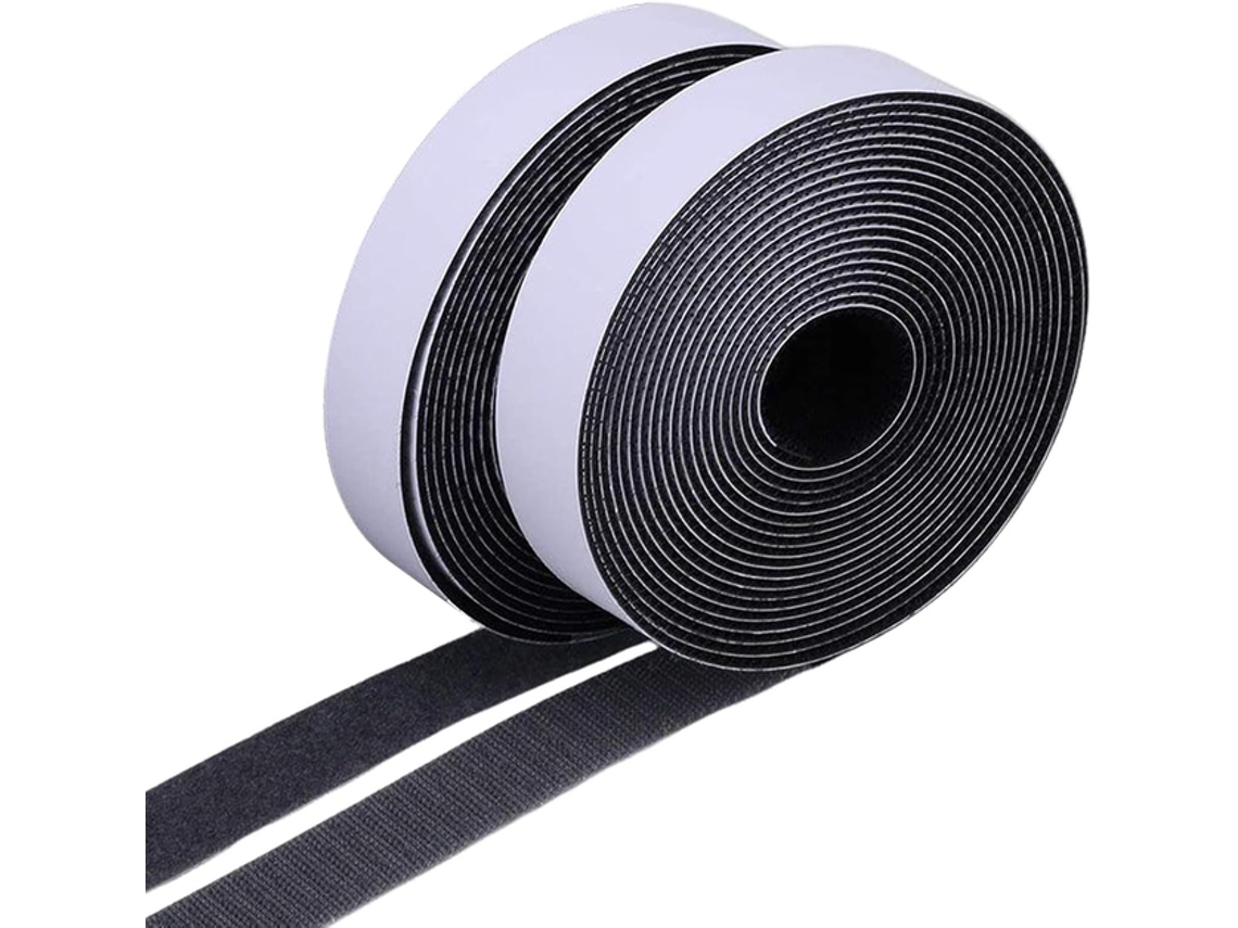 Juego de 2 cintas de velcro superadhesivas de nailon negro de 2,5 x 500 cm Tommy01