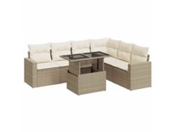 Conjunto 7 sofás de jardín VIDAXL y cojines ratán sintético beige