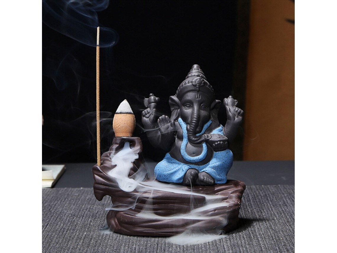 Porta incienso con retorno, hermoso quemador de cascada, meditación, café, azul